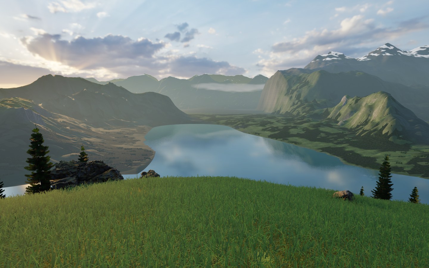 AmidNature alpine lake — actual game screenshot